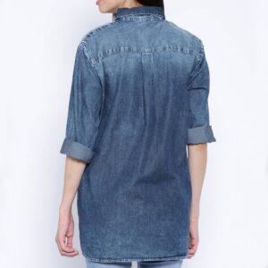 Women Blue Faded Denim Shirt