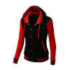 Women’s Contrast Long Sleeves Hoodie Varsity Jacket